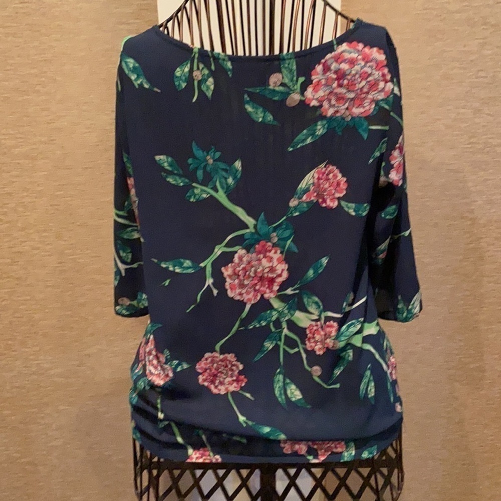 Anthropologie HD in Paris green pink floral top - Picture 3 of 5